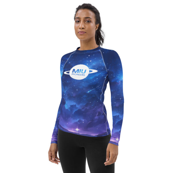 Women's Blue Cosmic Rash Guard - Image 3