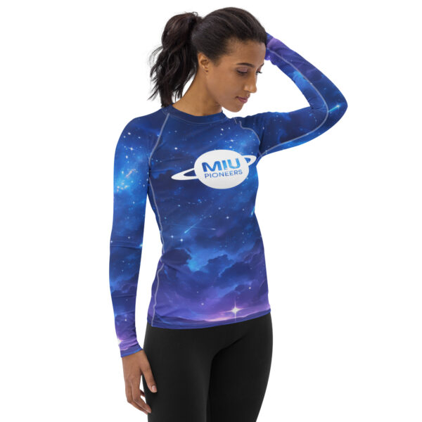 Women's Blue Cosmic Rash Guard - Image 4